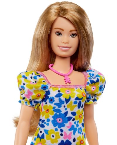 Кукла Barbie Fashionistas 208 - С жълто-синя рокля на цветя - 3
